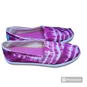 TOMS Alpargata Cupsole Fuchsia Tie Dye Slip On Sneakers Size 9